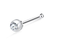 Stone Set Silver Bone Nose Stud NSKD-149jb